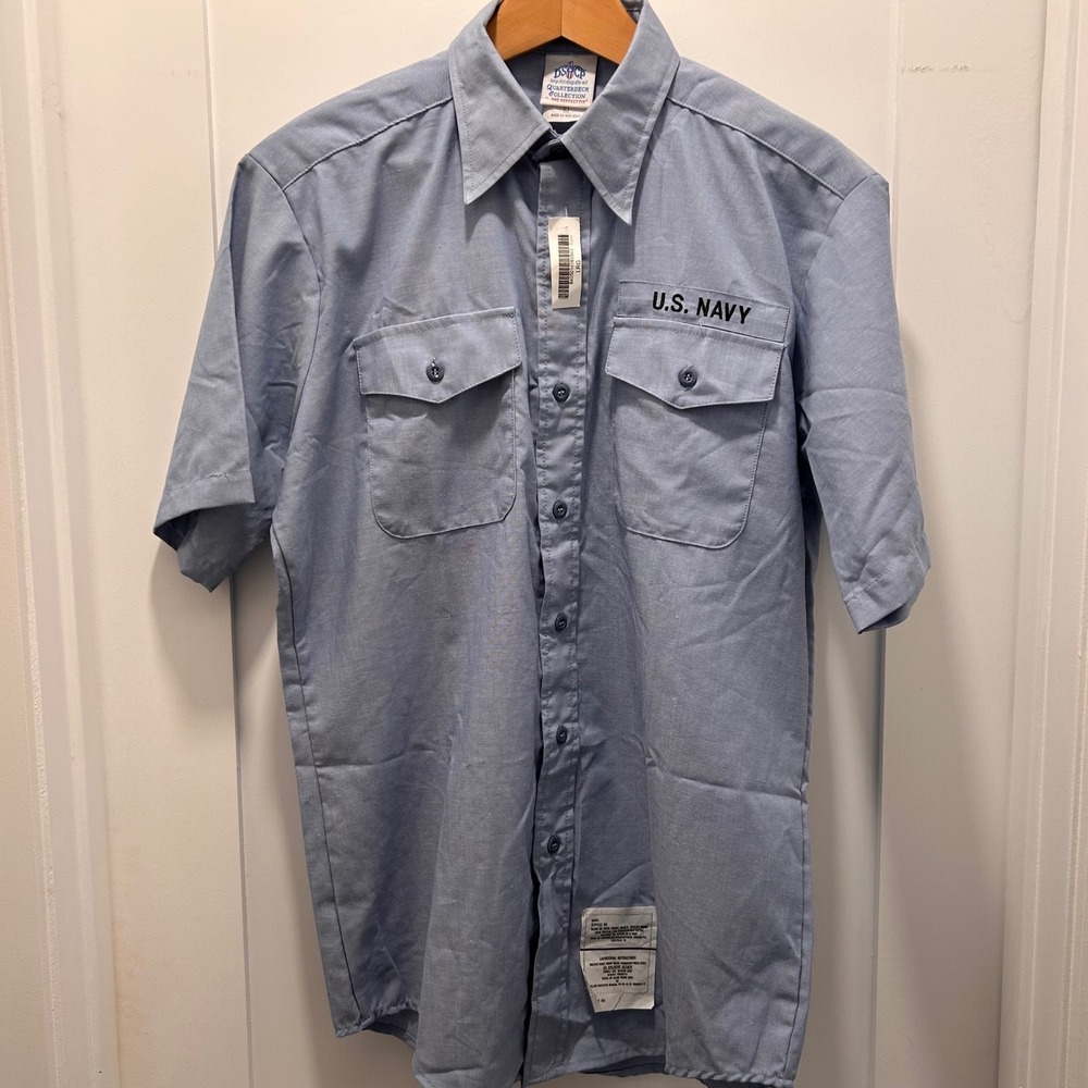 NWT DSCP Quarterdeck Collection Chambray SS Shirt Mens L Blue 8405-01-458-5543 - Picture 12 of 14